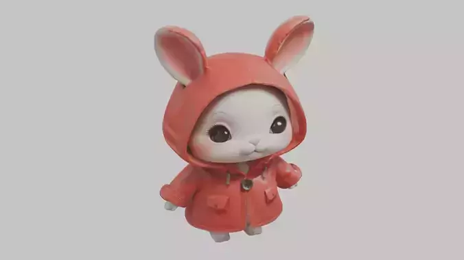 Sweet Cute Easter Rabbit Toon Stylized Character