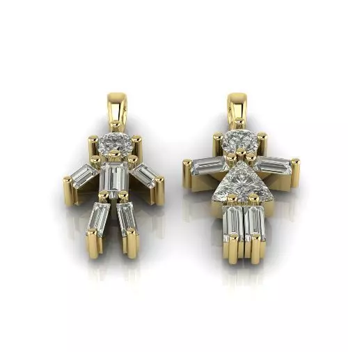 Pendant Boy and girl N012837 3D print model