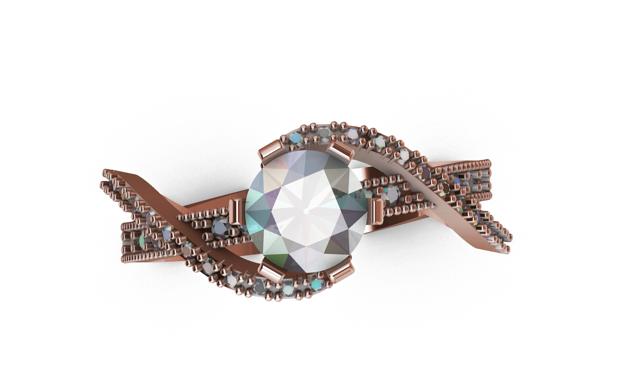 Luxury Engagement Ring 3D print model_2