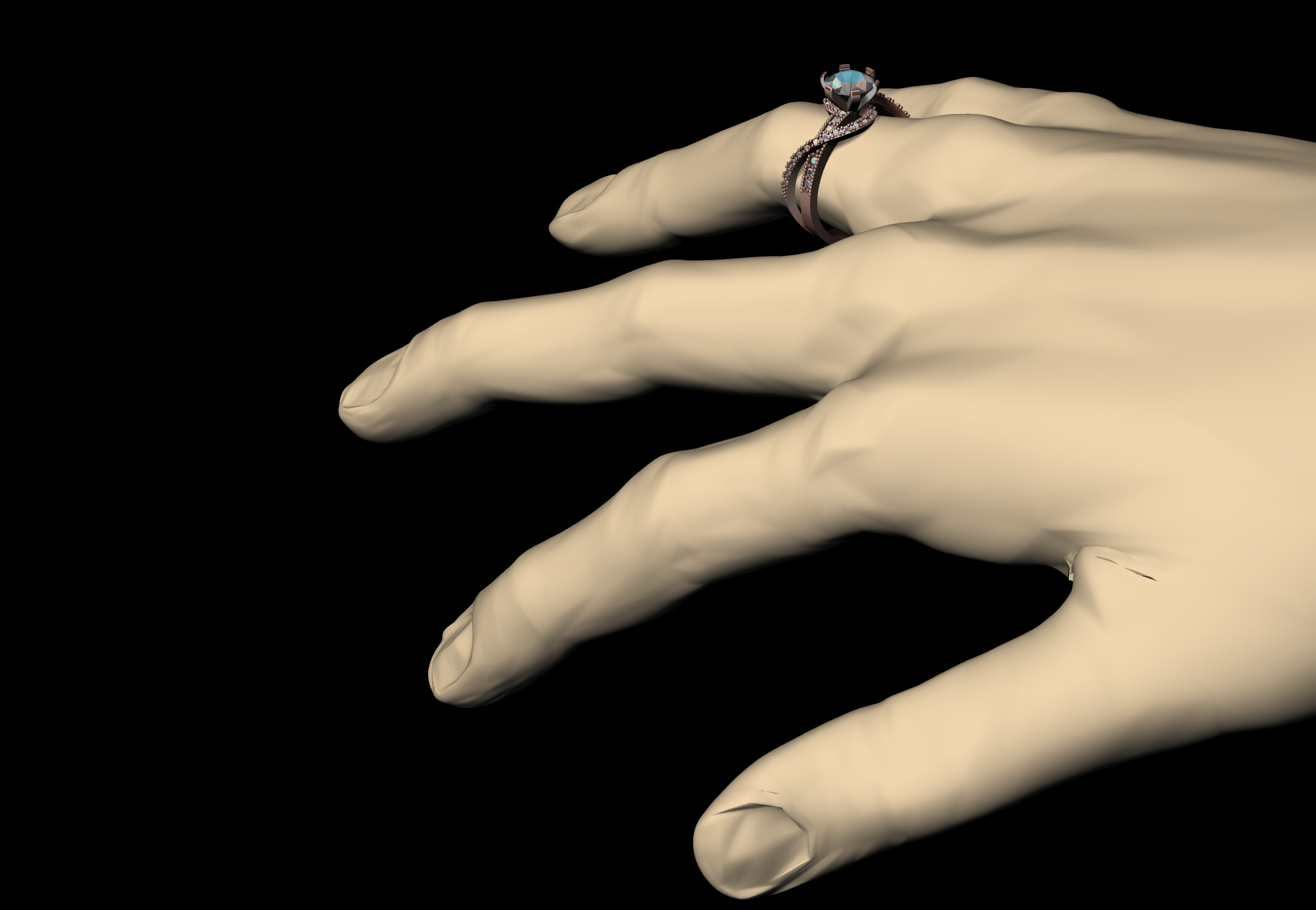 Luxury Engagement Ring 3D print model_5