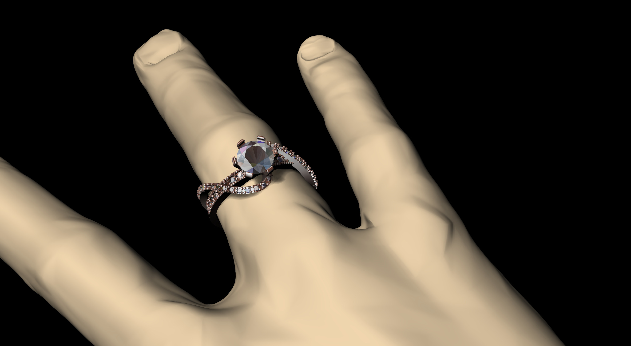 Luxury Engagement Ring 3D print model_8