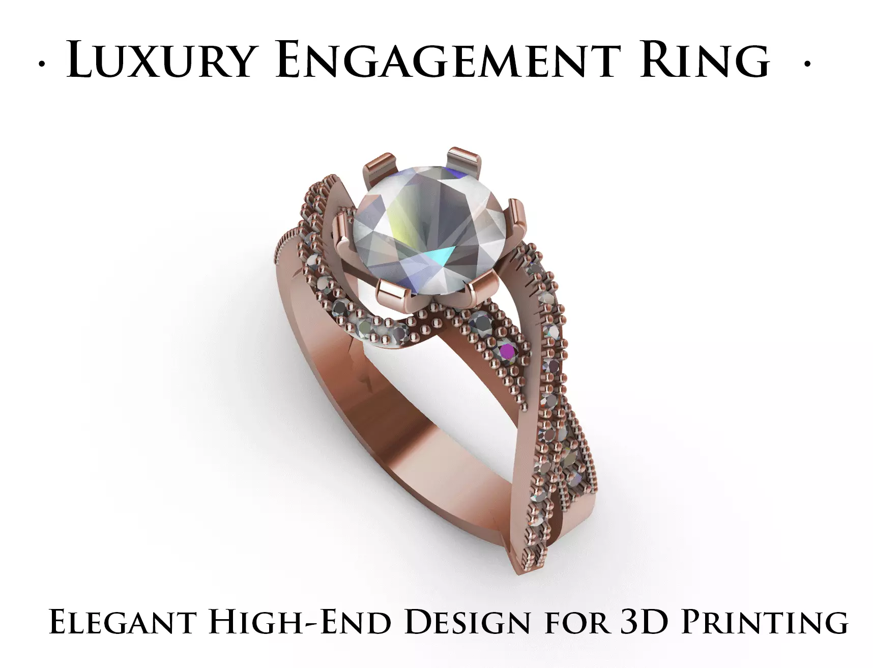 Luxury Engagement Ring 3D print model_0