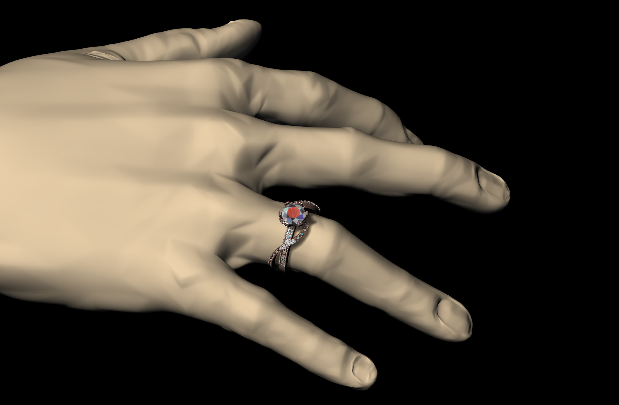 Luxury Engagement Ring 3D print model_7