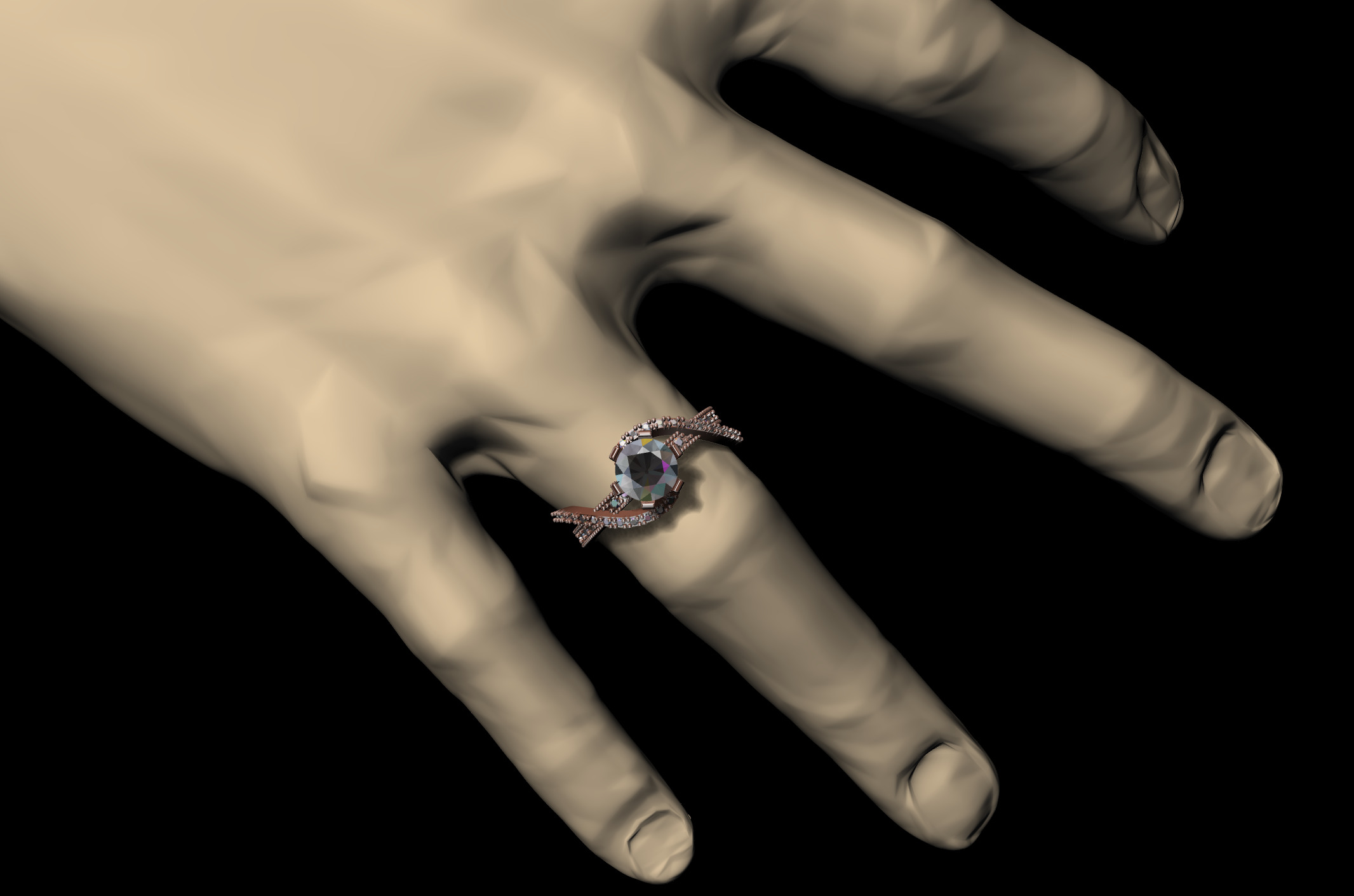 Luxury Engagement Ring 3D print model_4