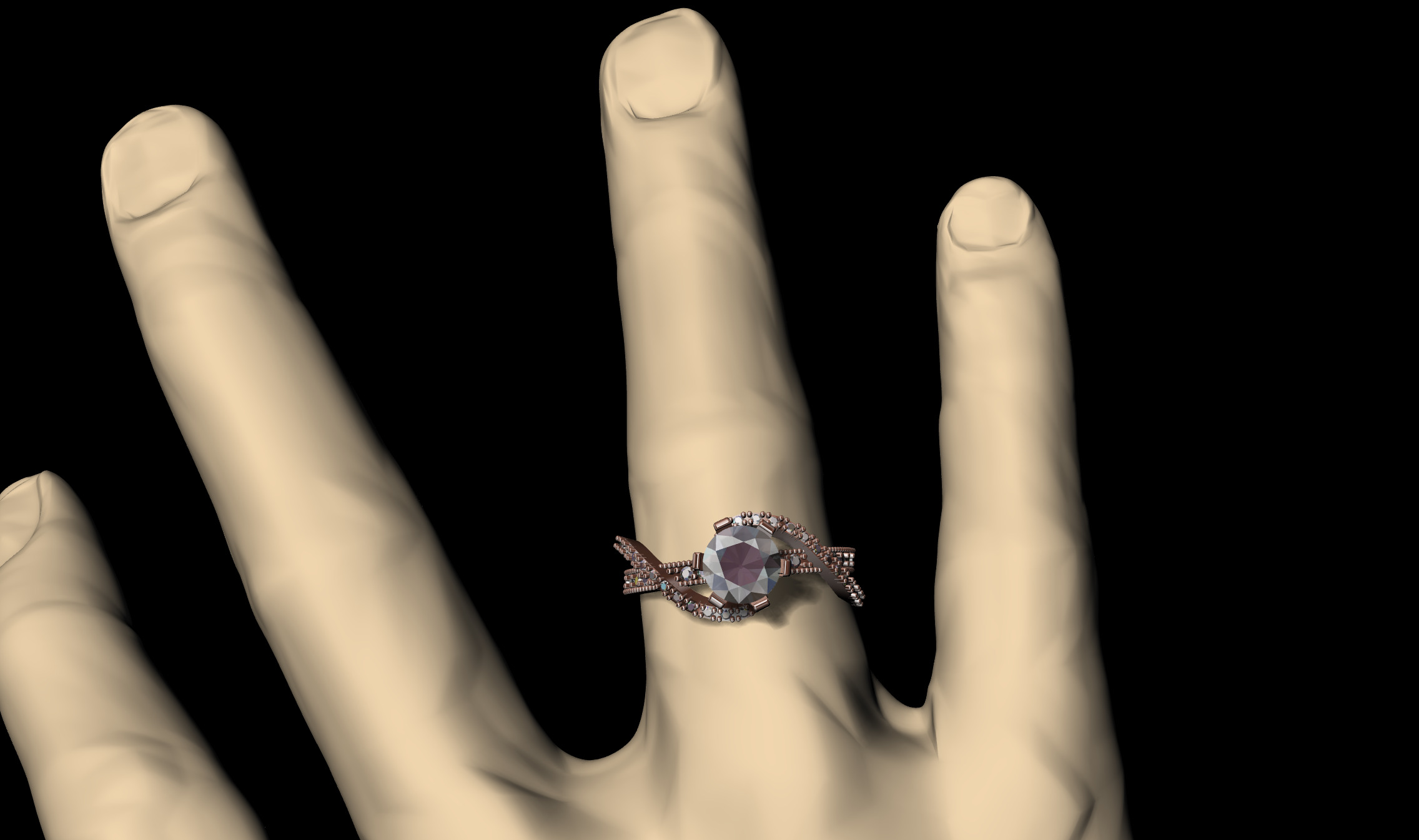 Luxury Engagement Ring 3D print model_9