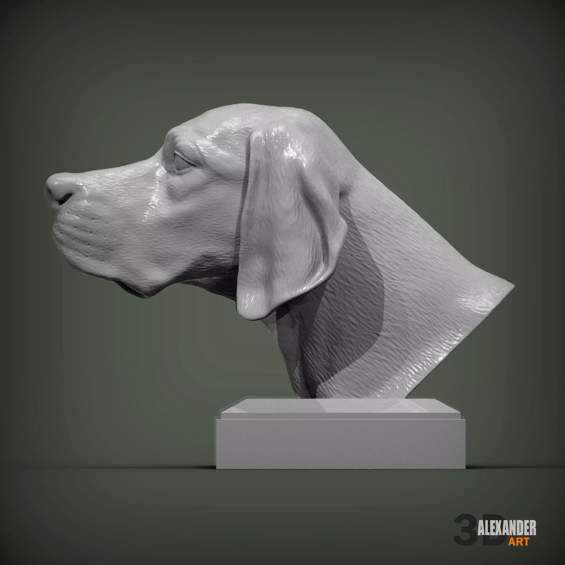 English Pointer bust 3D print model
