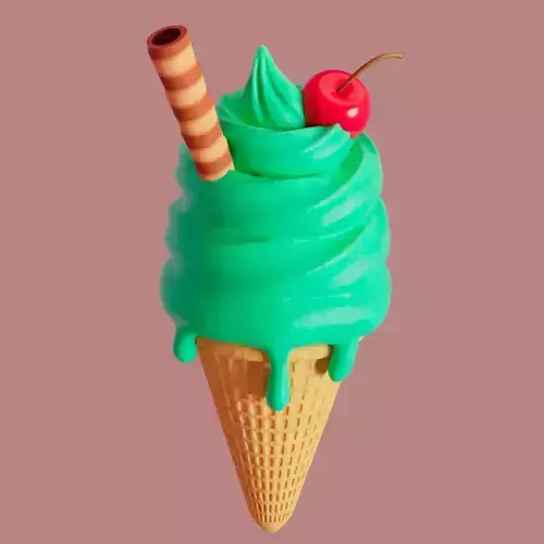 Cute mint Ice cream 