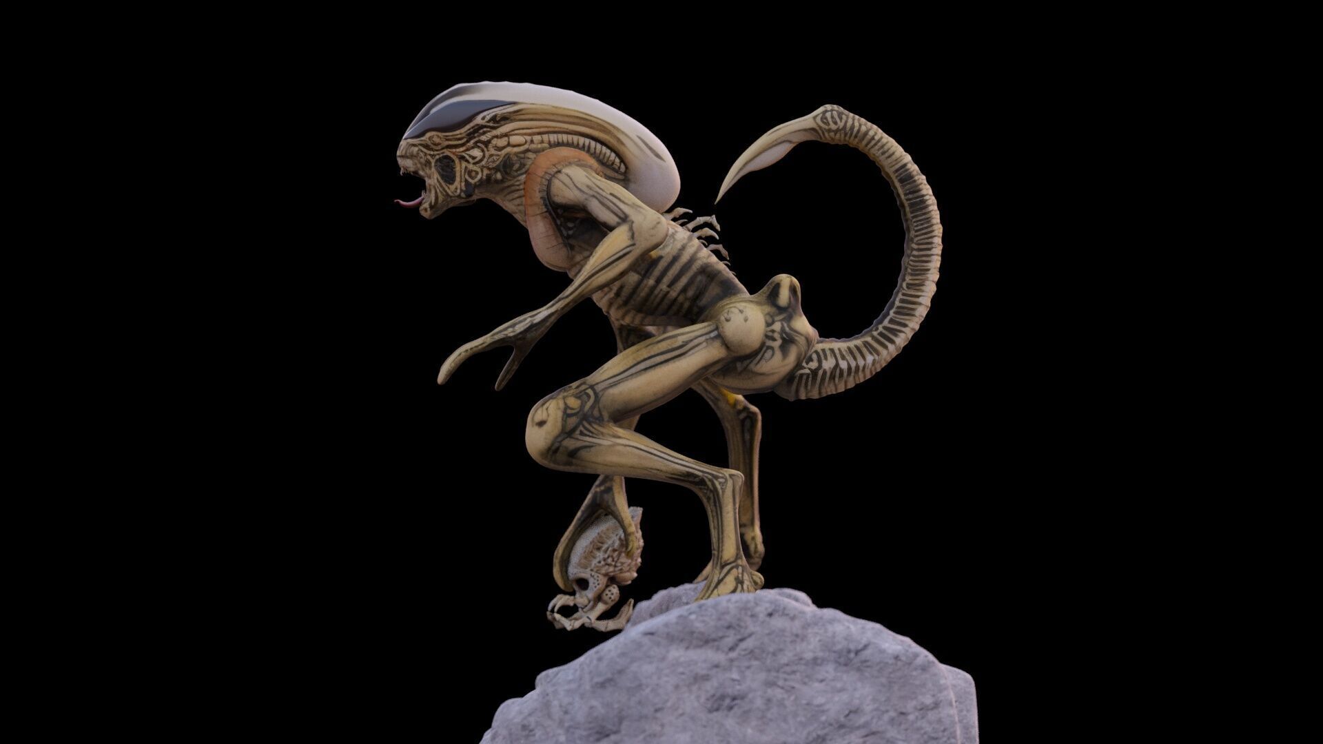 Alien Monster Statue 3D print model_5