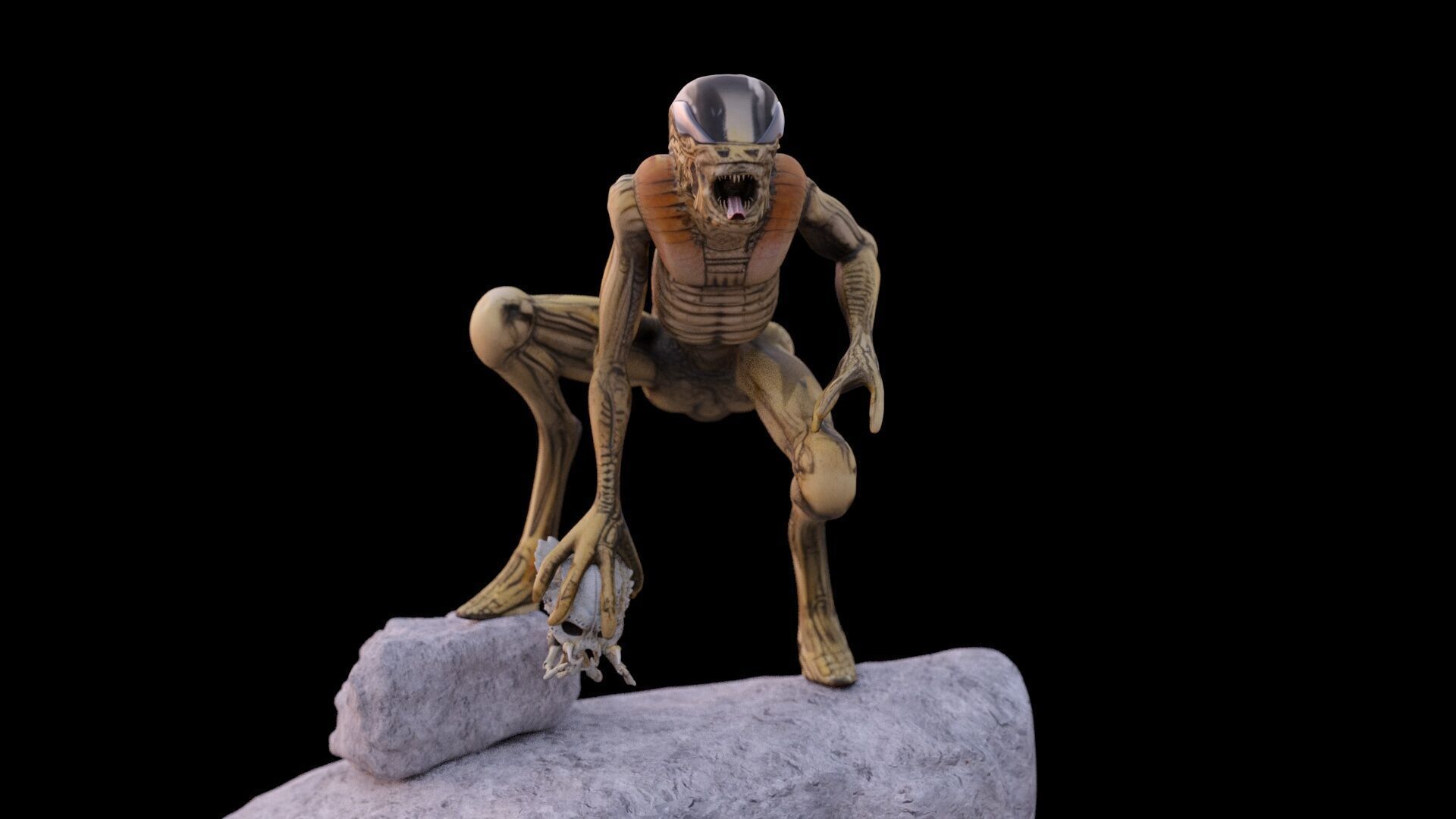 Alien Monster Statue 3D print model_3