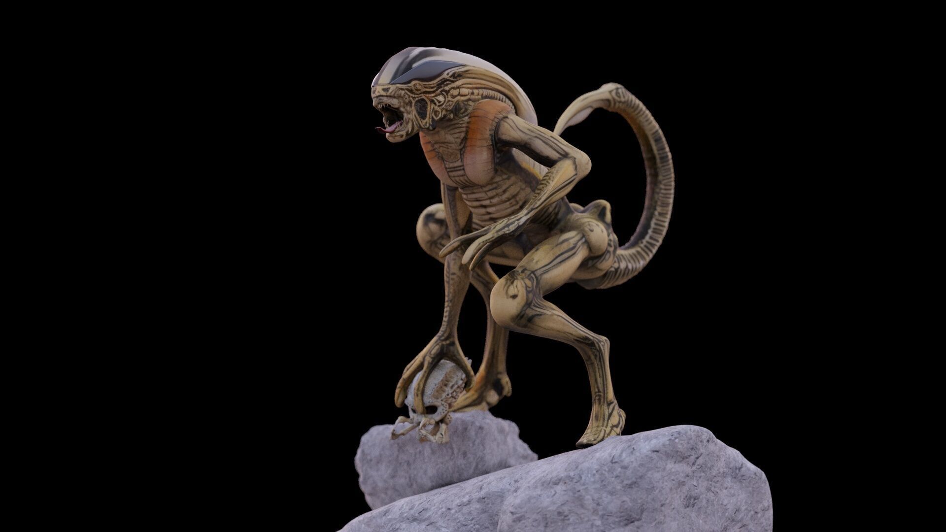 Alien Monster Statue 3D print model_4