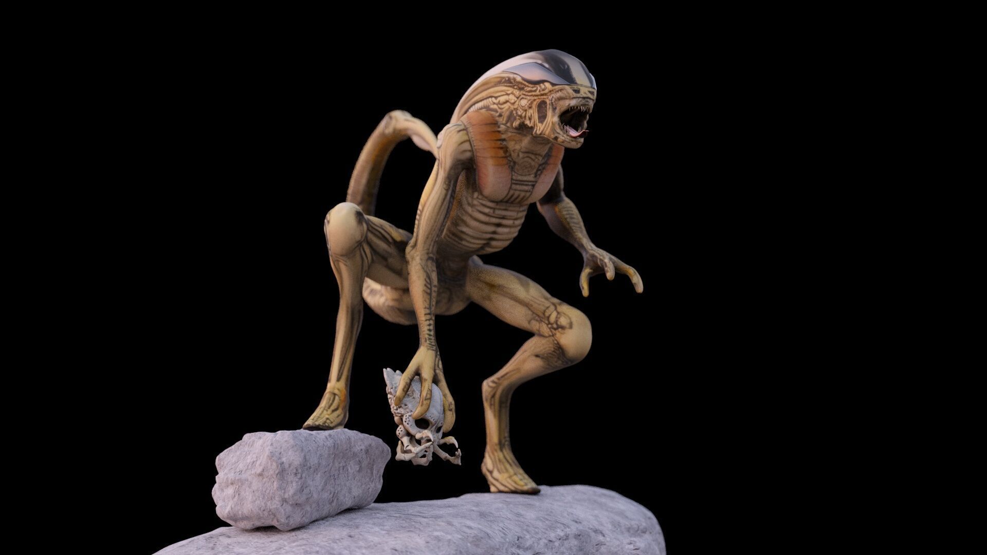 Alien Monster Statue 3D print model_2
