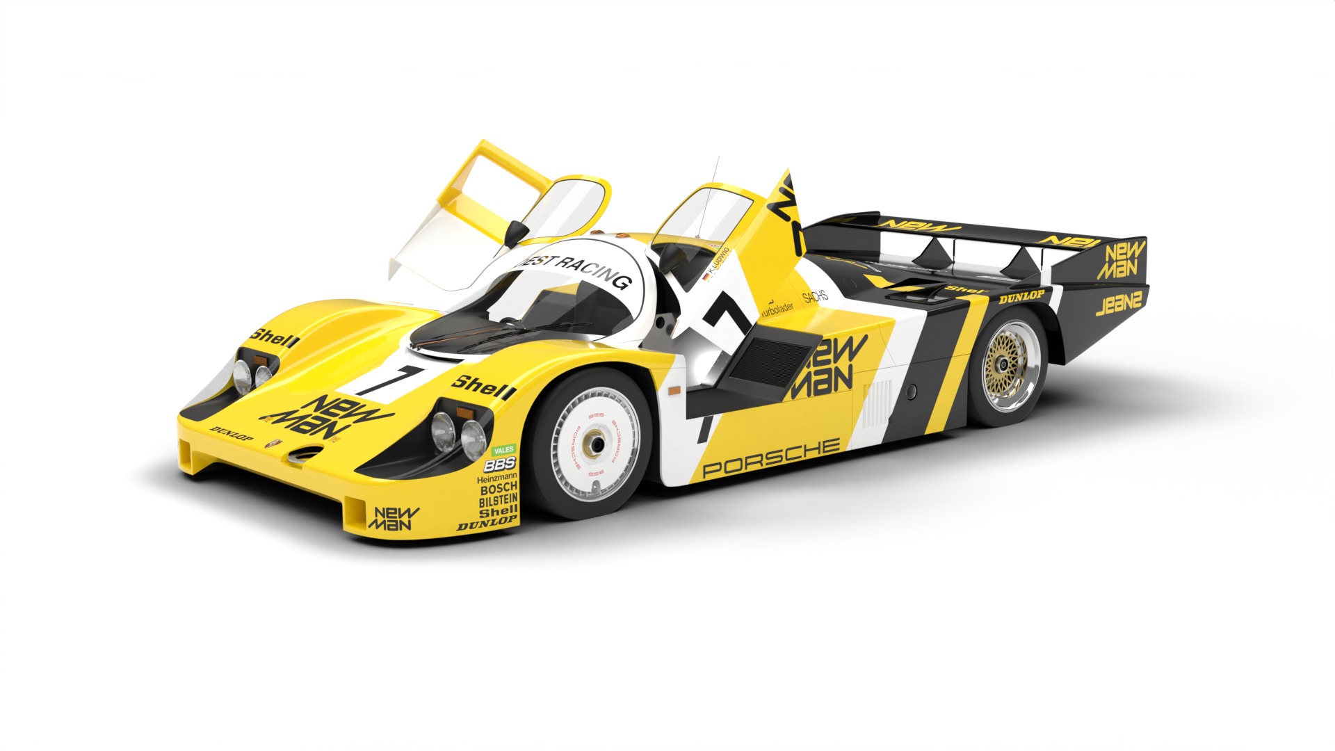 Pack Porsche 956 cars HQ interior 3D Model Collection_2