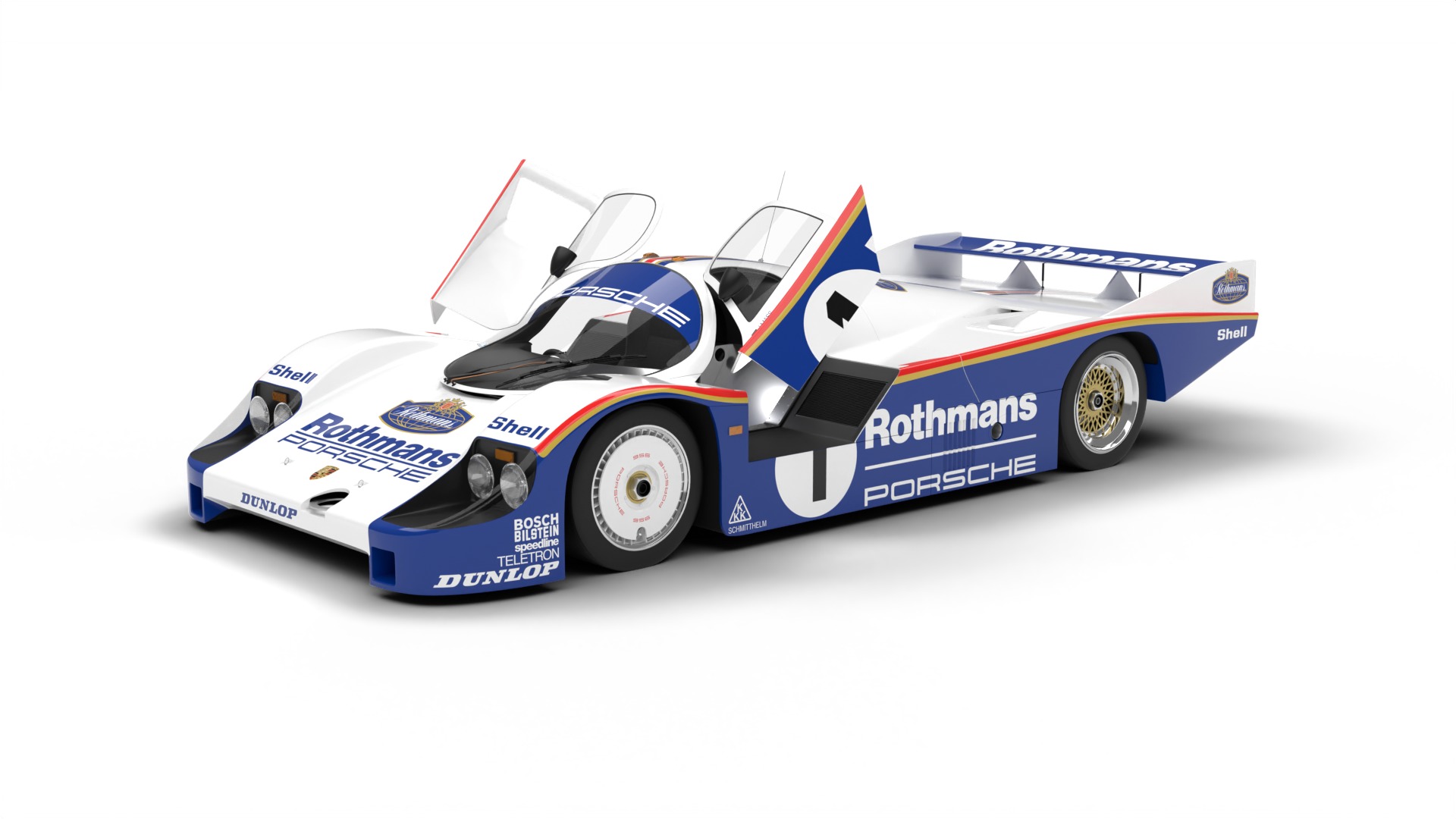 Pack Porsche 956 cars HQ interior 3D Model Collection_1