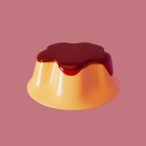Cute pudding model Low-poly 3D model