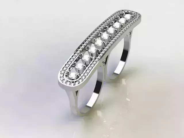 Unique two-finger ring with modern desing 3D print model