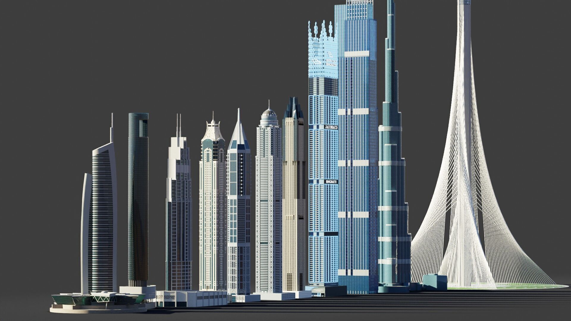 Dubai tallest buildings 3D model_7