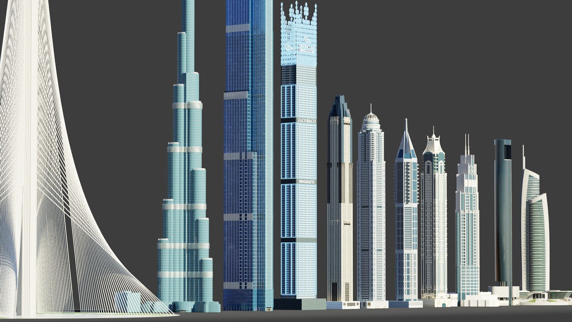 Dubai tallest buildings 3D model_6