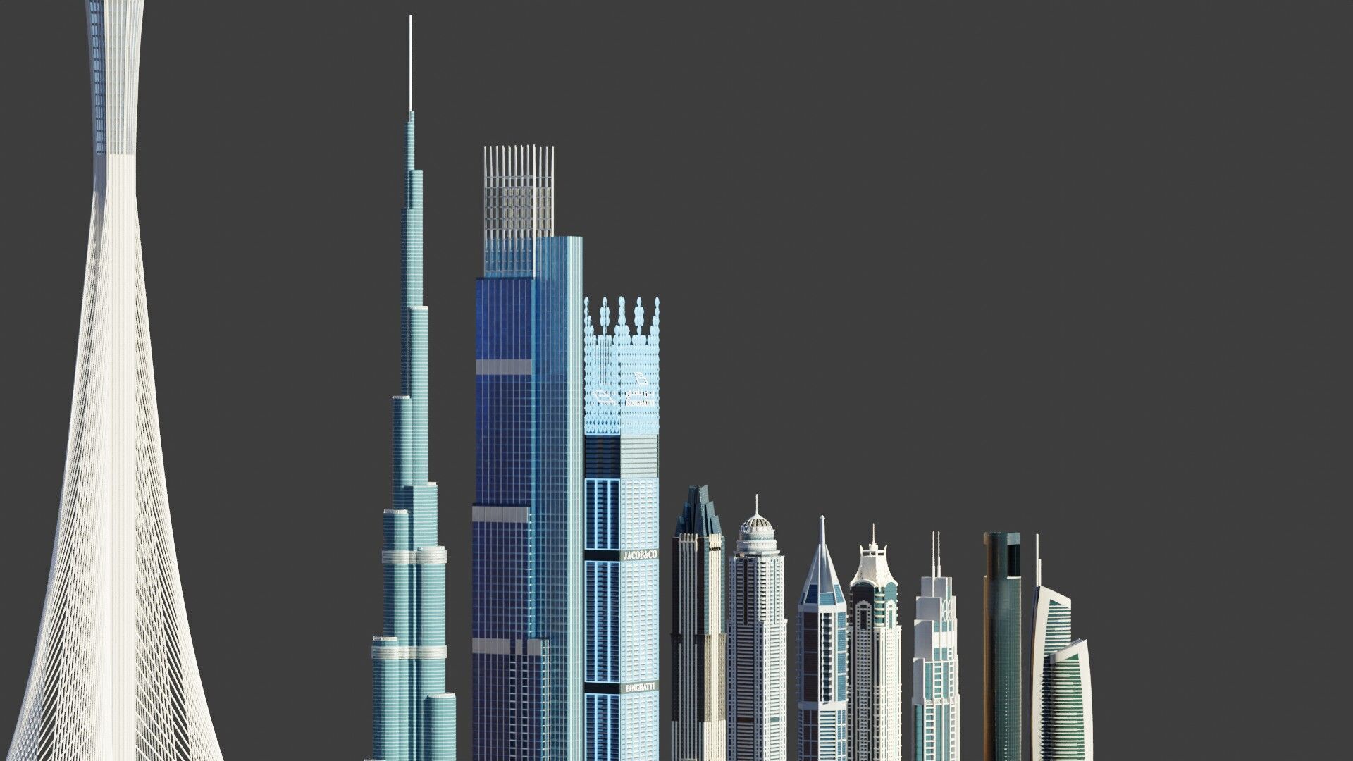 Dubai tallest buildings 3D model_3