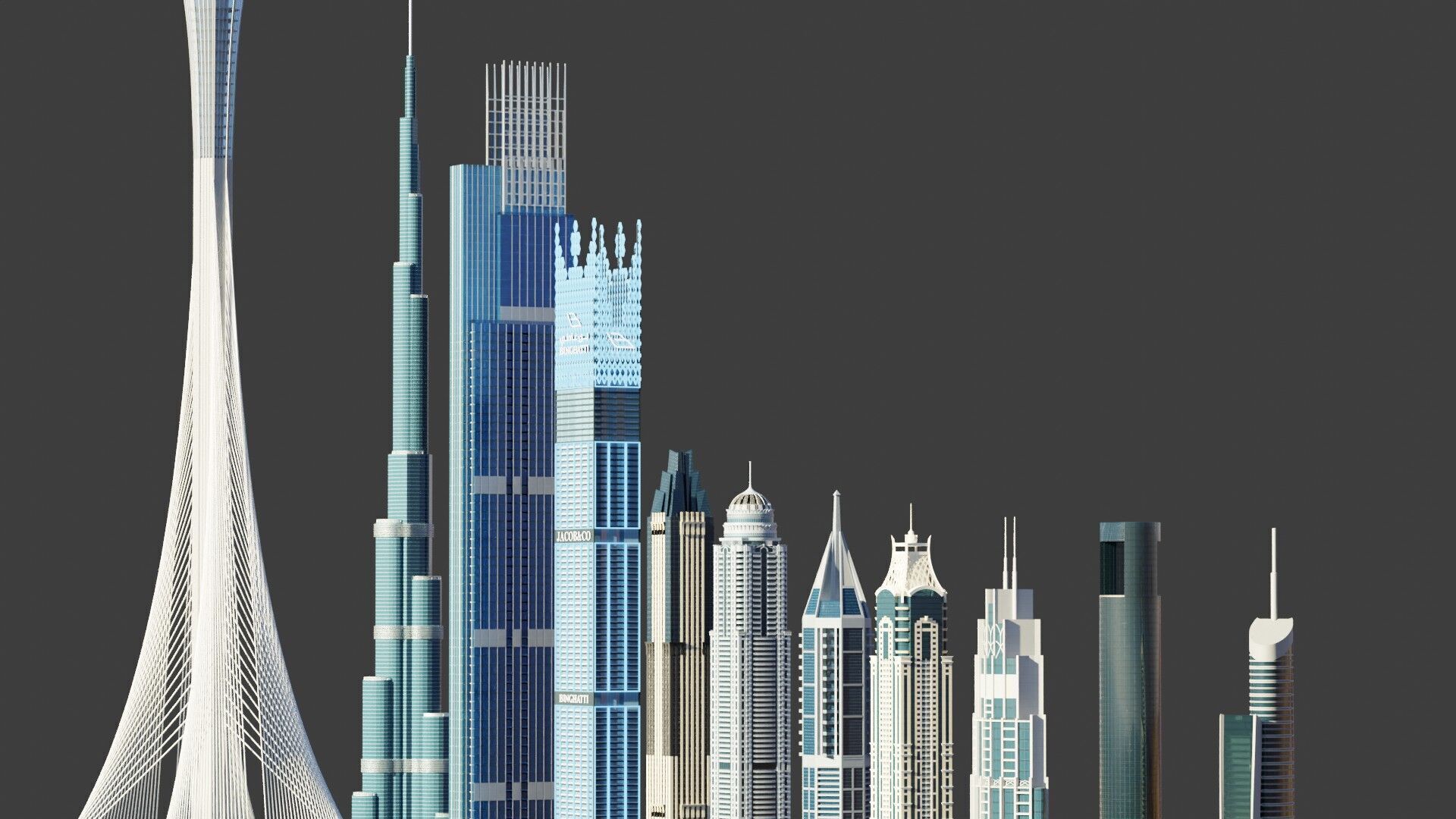 Dubai tallest buildings 3D model_2