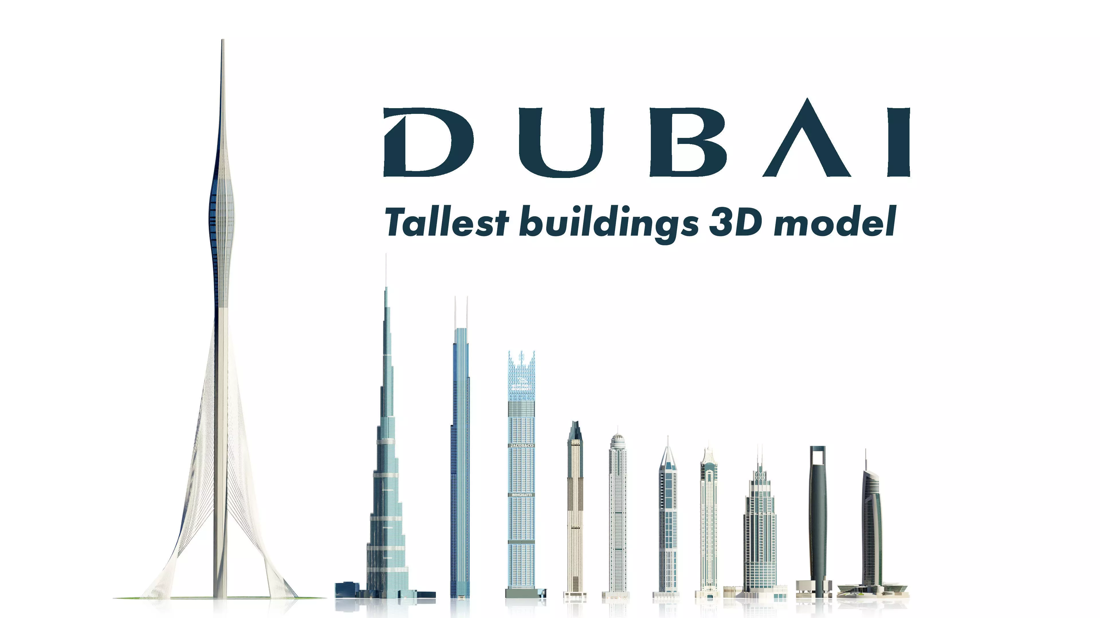 Dubai tallest buildings 3D model_0
