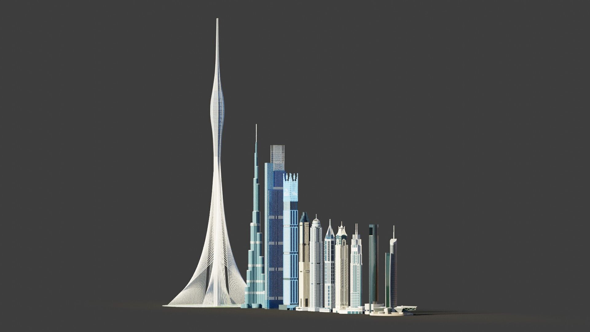 Dubai tallest buildings 3D model_1