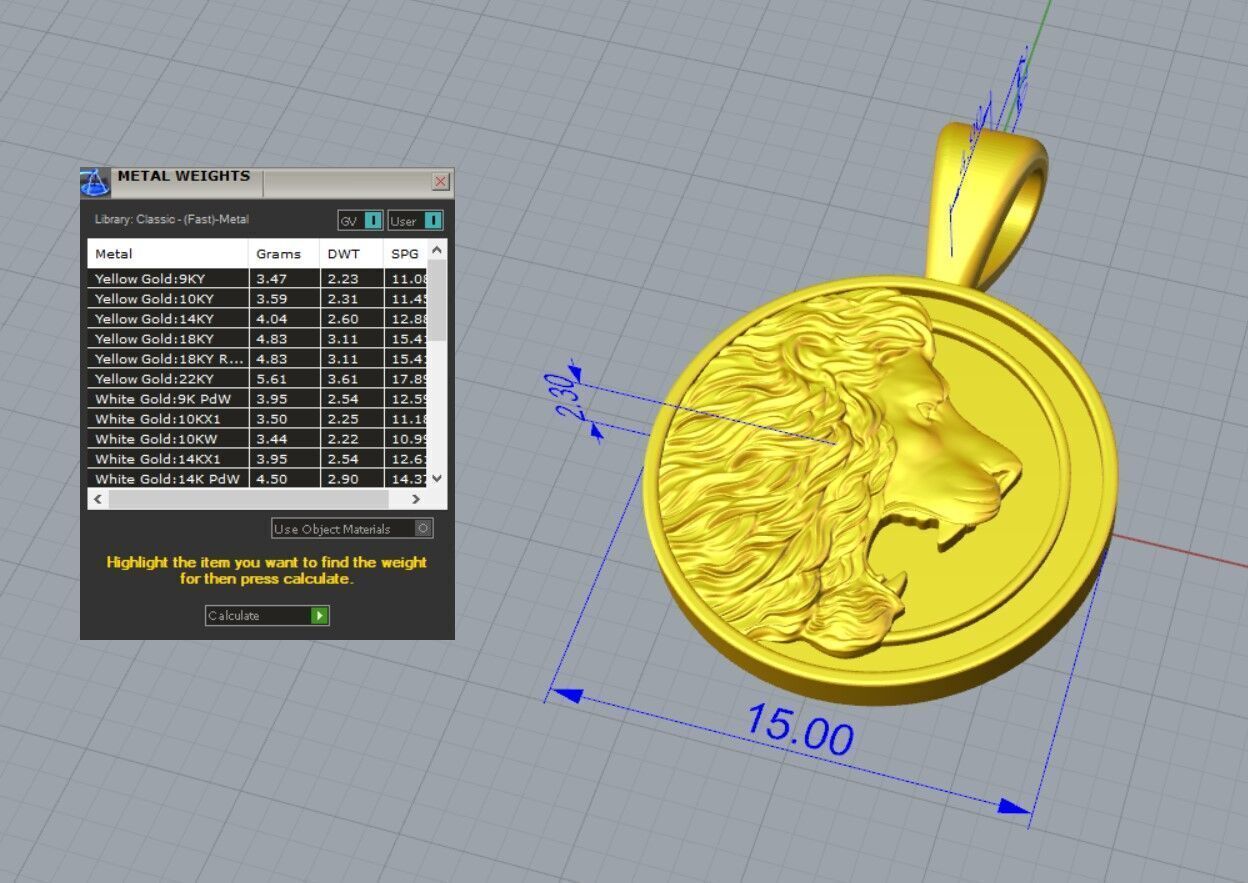 Leon pendant STL OBJ model for 3D printing and CNC 3D print model_1