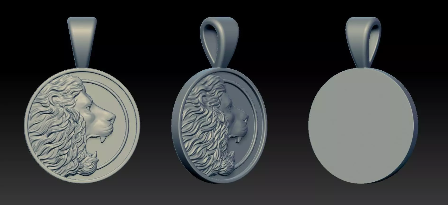 Leon pendant STL OBJ model for 3D printing and CNC 3D print model_0