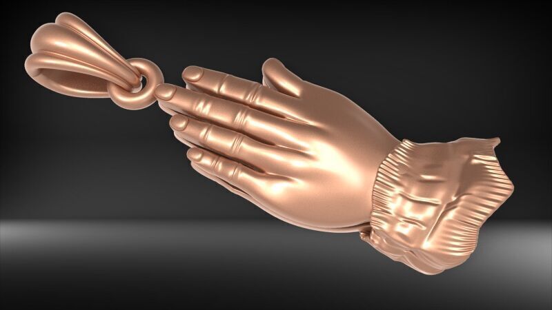 Praying Hands Charm Pendant Necklace Jewelry  3D print model_8