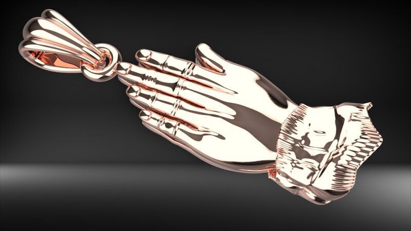 Praying Hands Charm Pendant Necklace Jewelry  3D print model_3