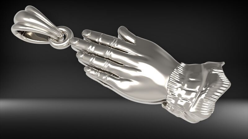 Praying Hands Charm Pendant Necklace Jewelry  3D print model_10