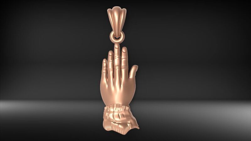 Praying Hands Charm Pendant Necklace Jewelry  3D print model_16