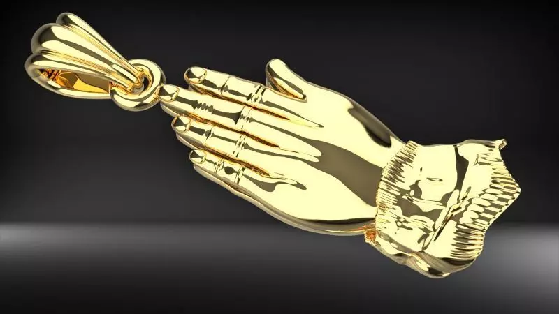 Praying Hands Charm Pendant Necklace Jewelry  3D print model_0
