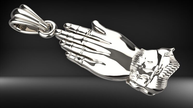 Praying Hands Charm Pendant Necklace Jewelry  3D print model_2