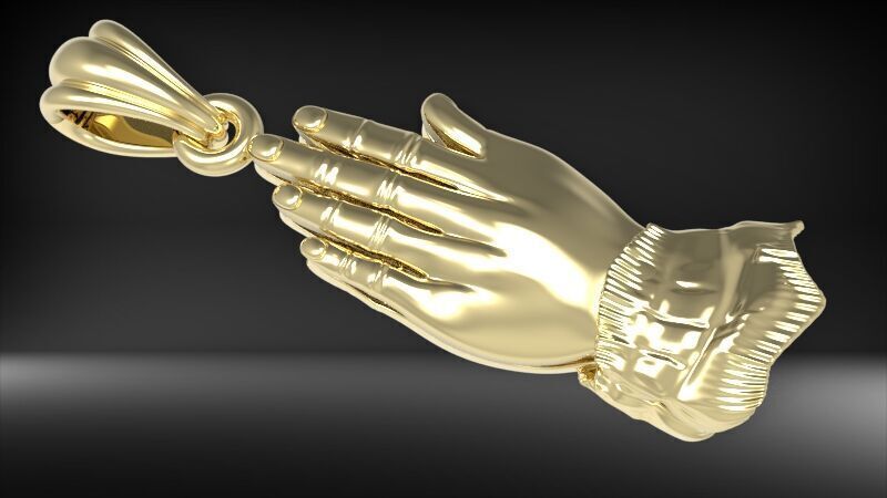Praying Hands Charm Pendant Necklace Jewelry  3D print model_4