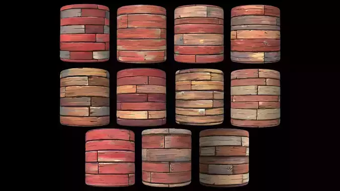 11 Textures Pack Hand Painted Floor Wood Planks Texture