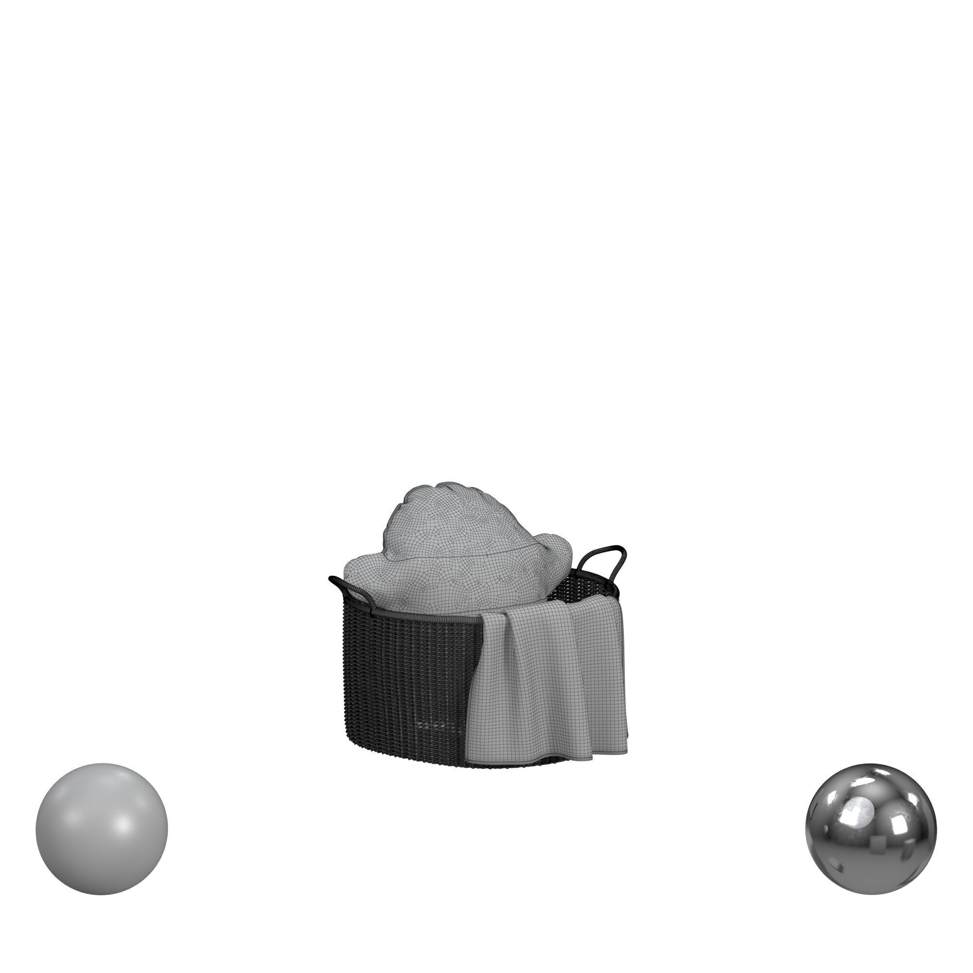 NATURAL WOVEN GRASS FLOOR BASKET 3D model_3