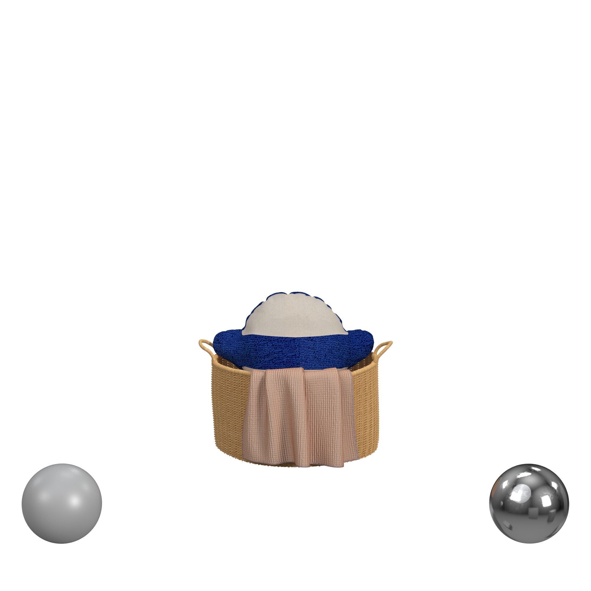 NATURAL WOVEN GRASS FLOOR BASKET 3D model_1