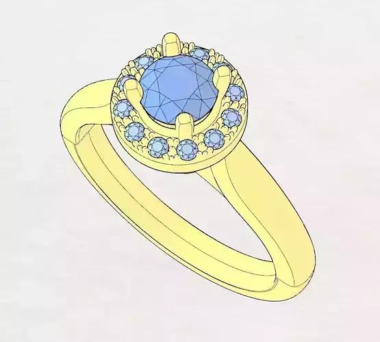 Ring Gem Halo 3D print model