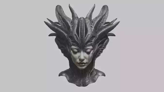 Ethereal HR Giger Inspired Woman Head Bust