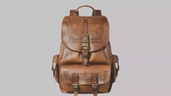 Adventure Style Backpack Low Poly Ready