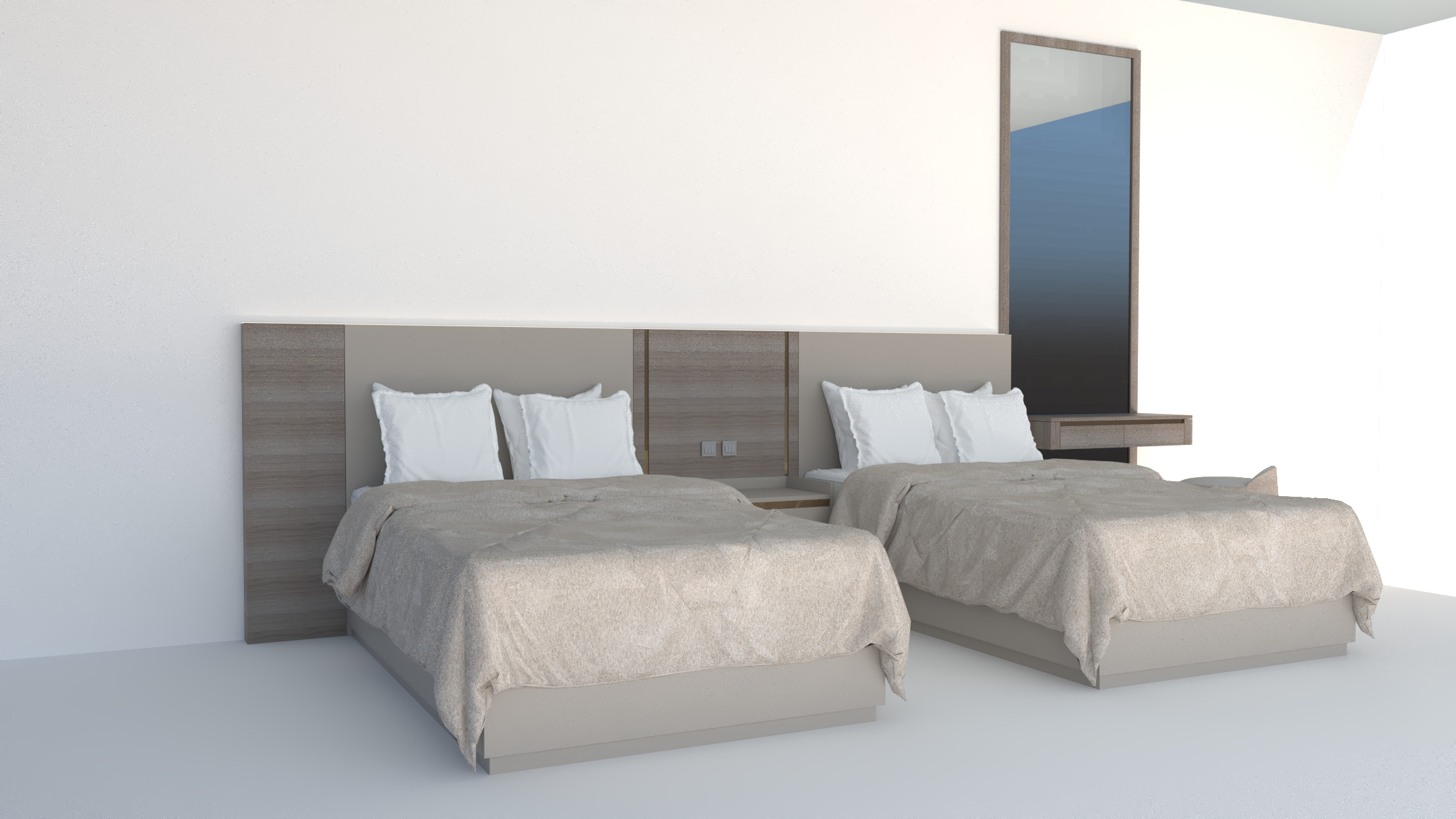 Hotel Line Nova Bed Set - twin 3D model_3