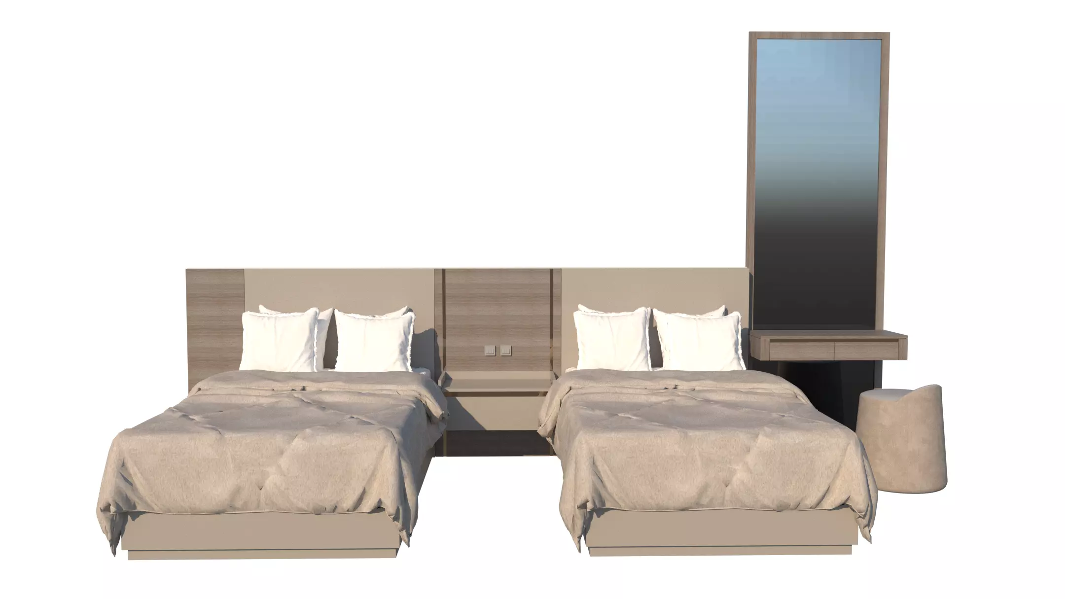 Hotel Line Nova Bed Set - twin 3D model_0