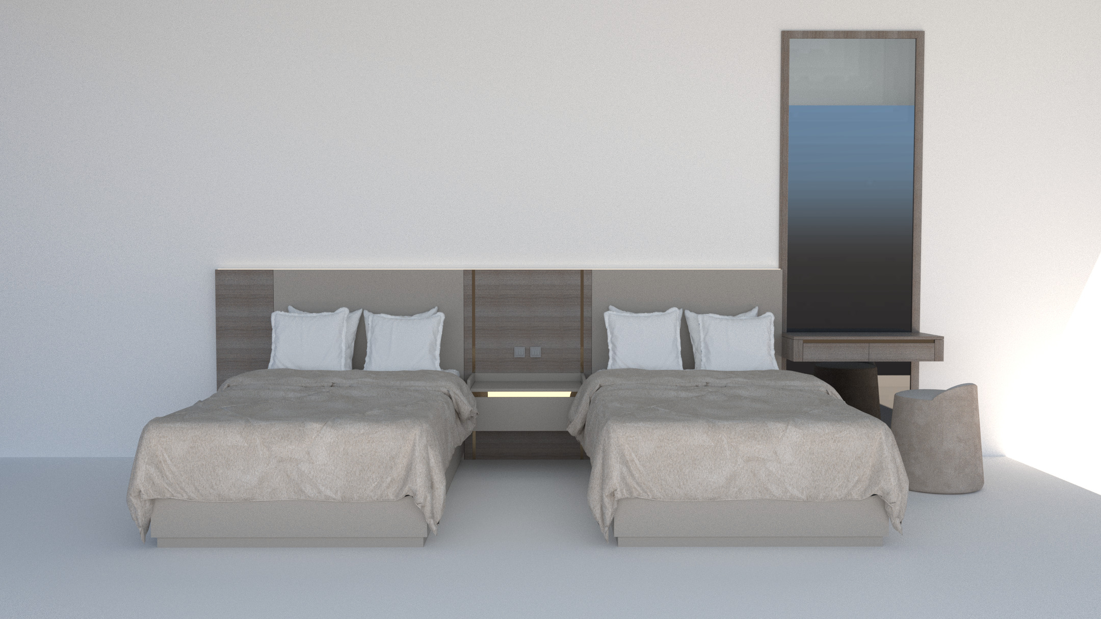 Hotel Line Nova Bed Set - twin 3D model_1