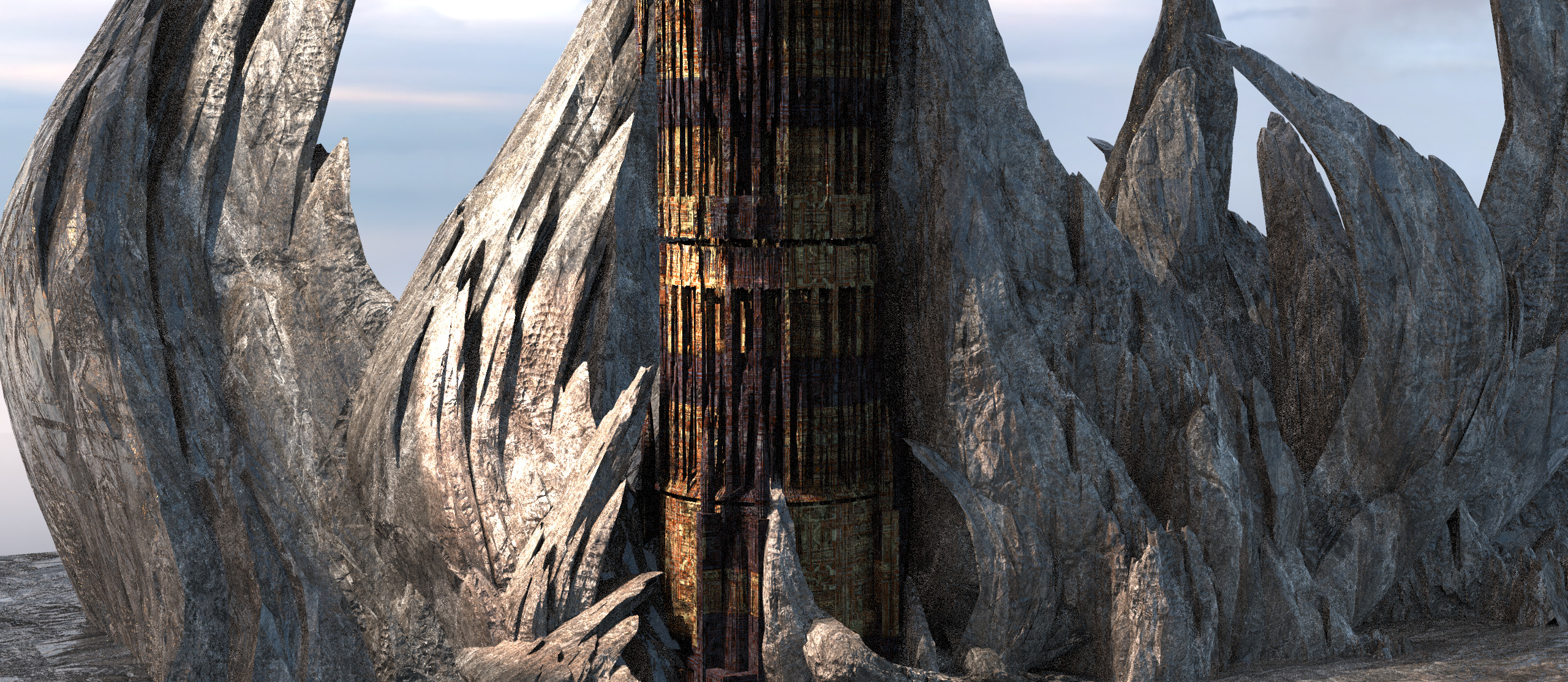  Mountain cliff tower 1 3D model_1