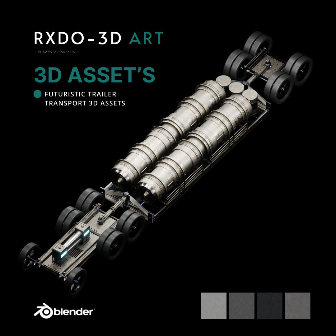 Futuristic trailer transport 3d assets  Low-poly 3D model_1