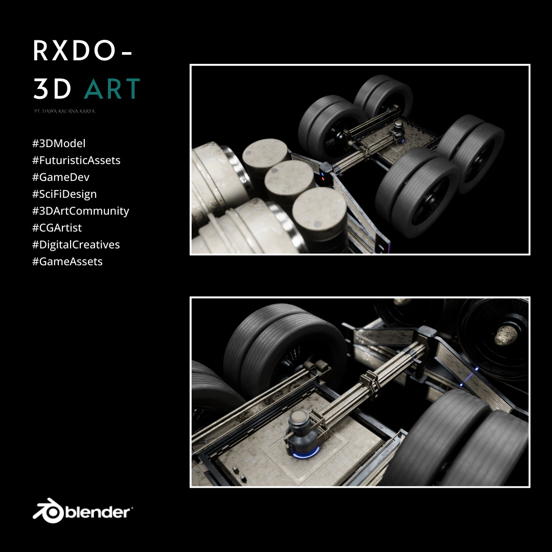 Futuristic trailer transport 3d assets  Low-poly 3D model_4