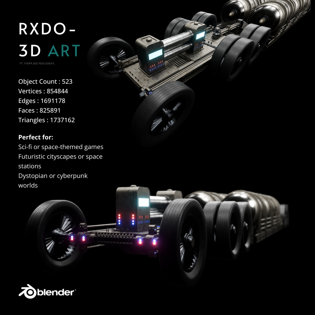 Futuristic trailer transport 3d assets  Low-poly 3D model_3