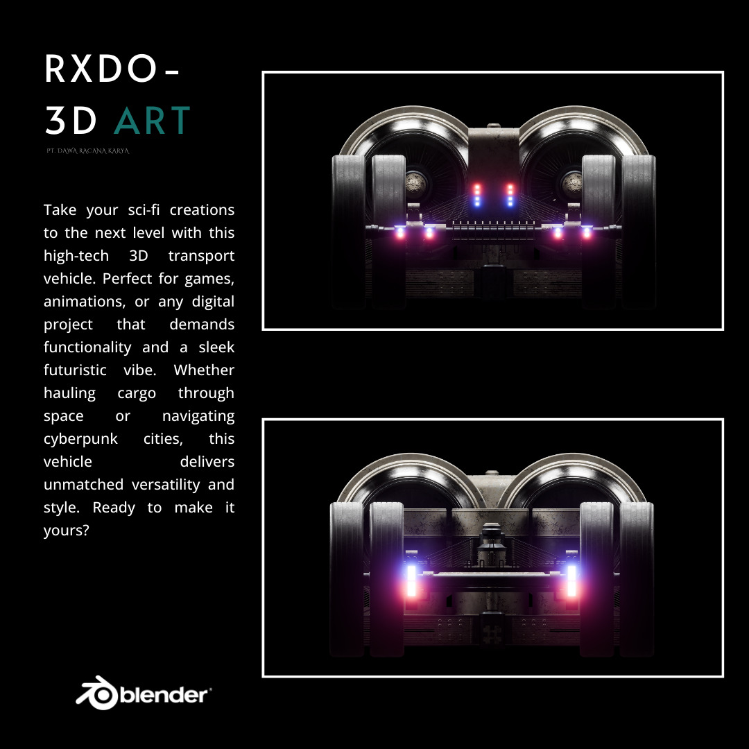 Futuristic trailer transport 3d assets  Low-poly 3D model_2
