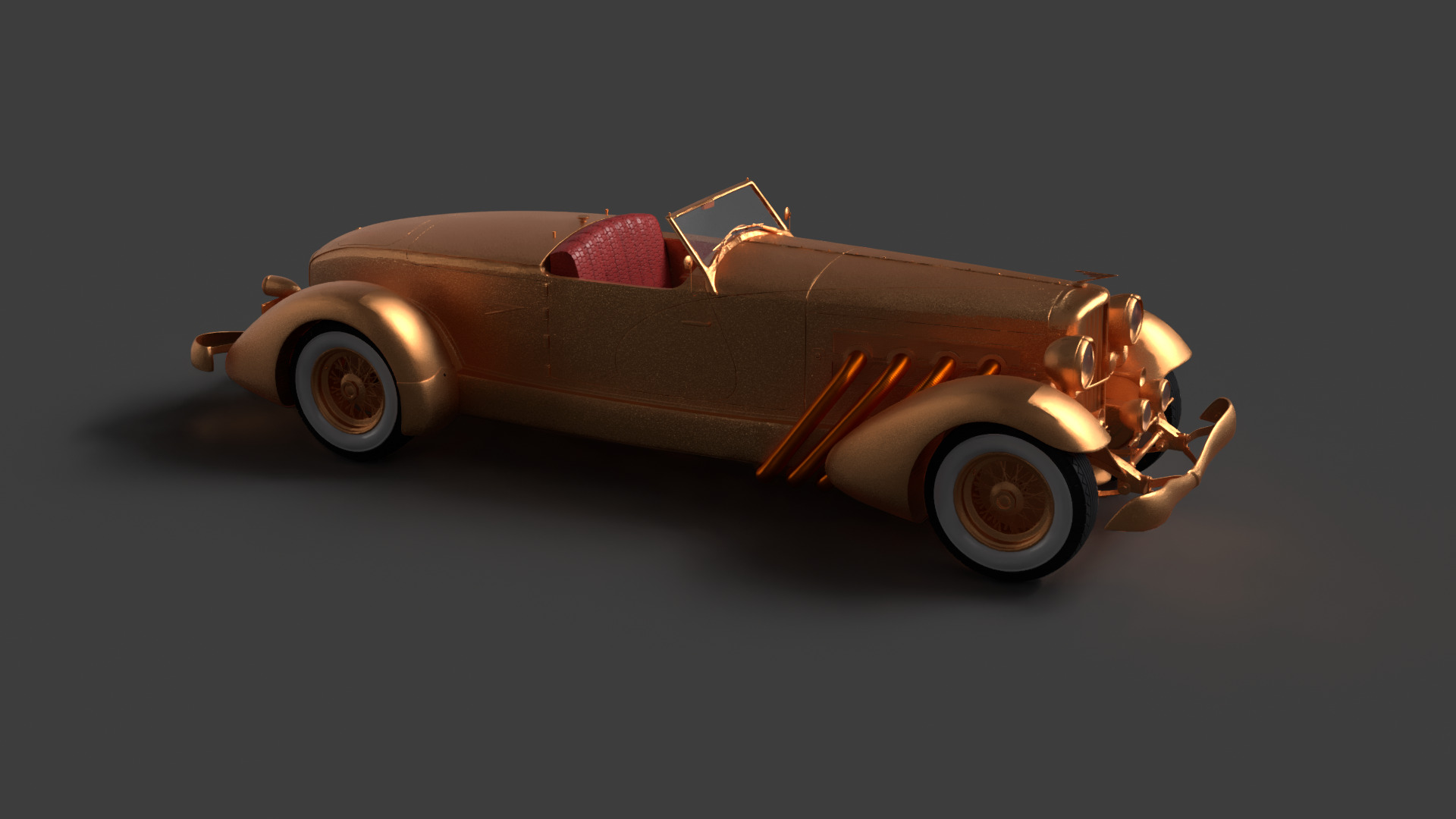 Golden vintage car 3D model_5