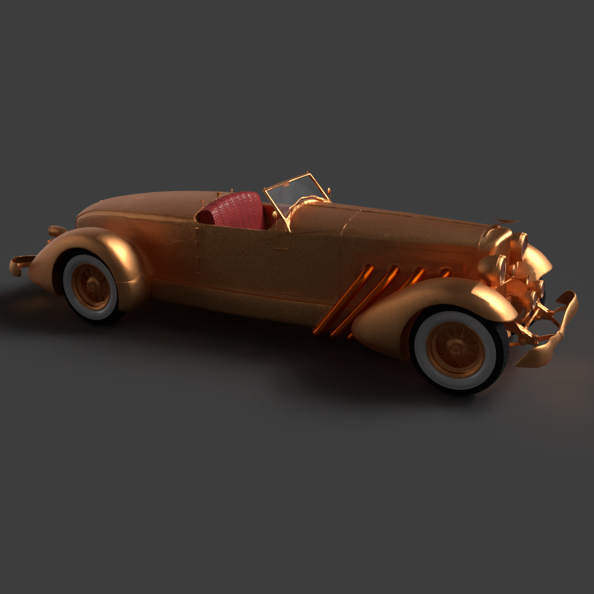 Golden vintage car 3D model_6